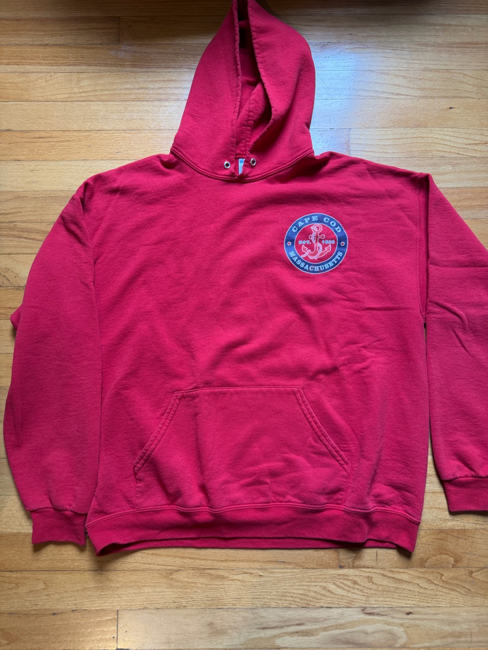 Cape Cod Massachusetts Anchor Graphic Red Sweatshirt